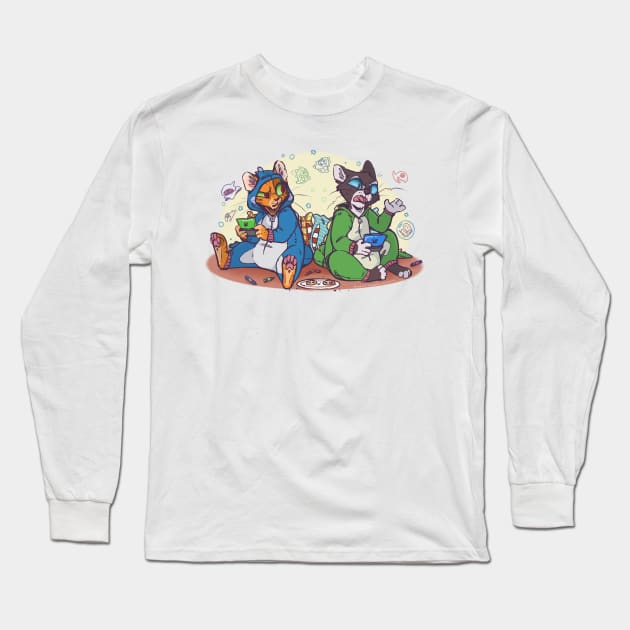 playing bubble bobble Long Sleeve T-Shirt by FoxintheBushStudios